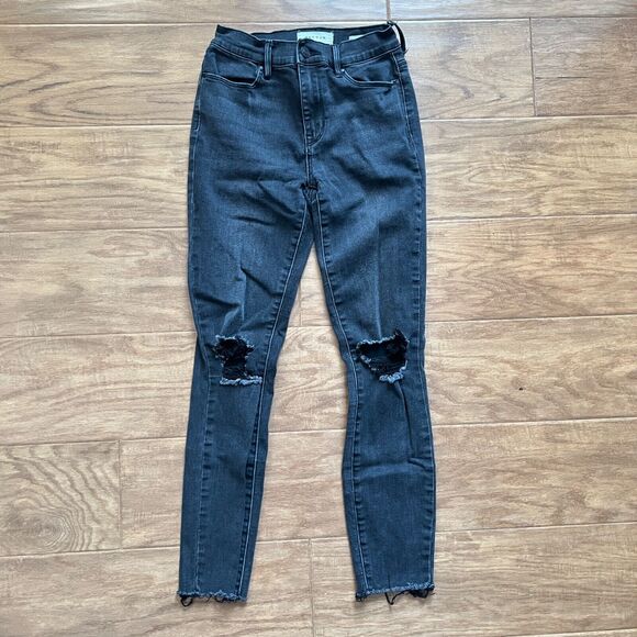 Pacsun High-Rise Ankle Jegging Size 24 Charcoal Black/Dark Gray Distressed - Picture 1 of 11